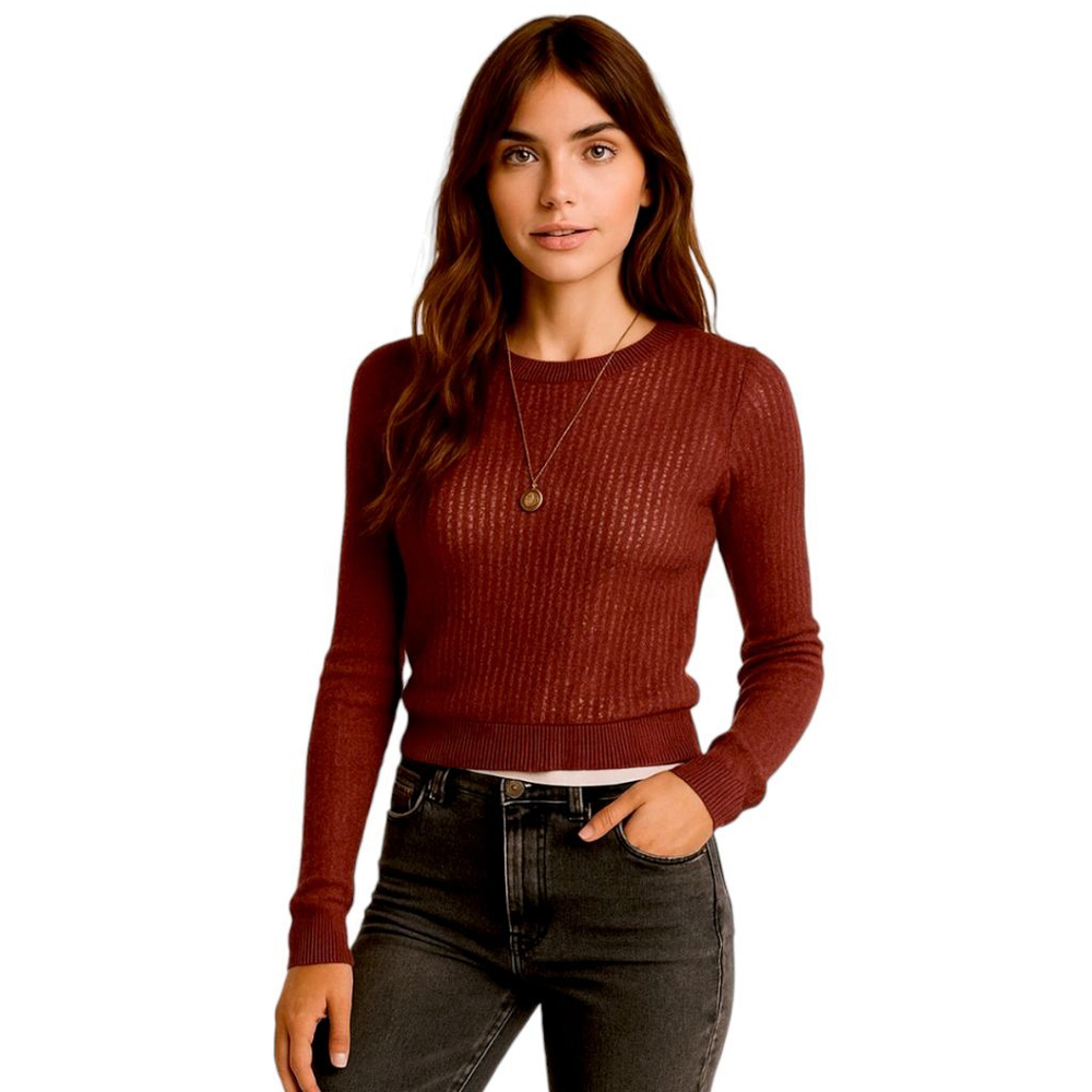 Free People Garnet H20 Open Knit Fisherman Crew Pullover Women's sz XS NWT